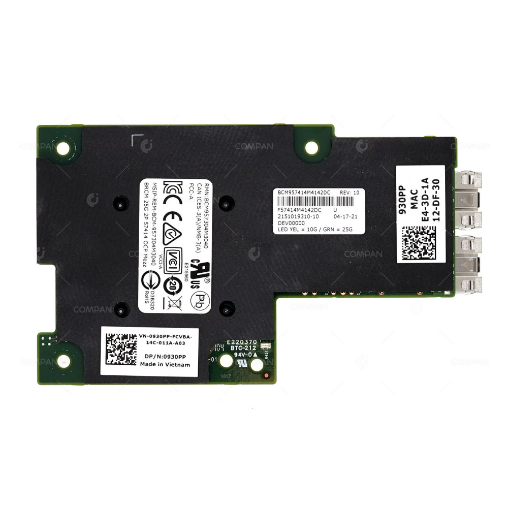 930PP  DELL BROADCOM 57414 DUAL PORT 25G SFP28 ADAPTER FOR POWEREDGE R740XD2